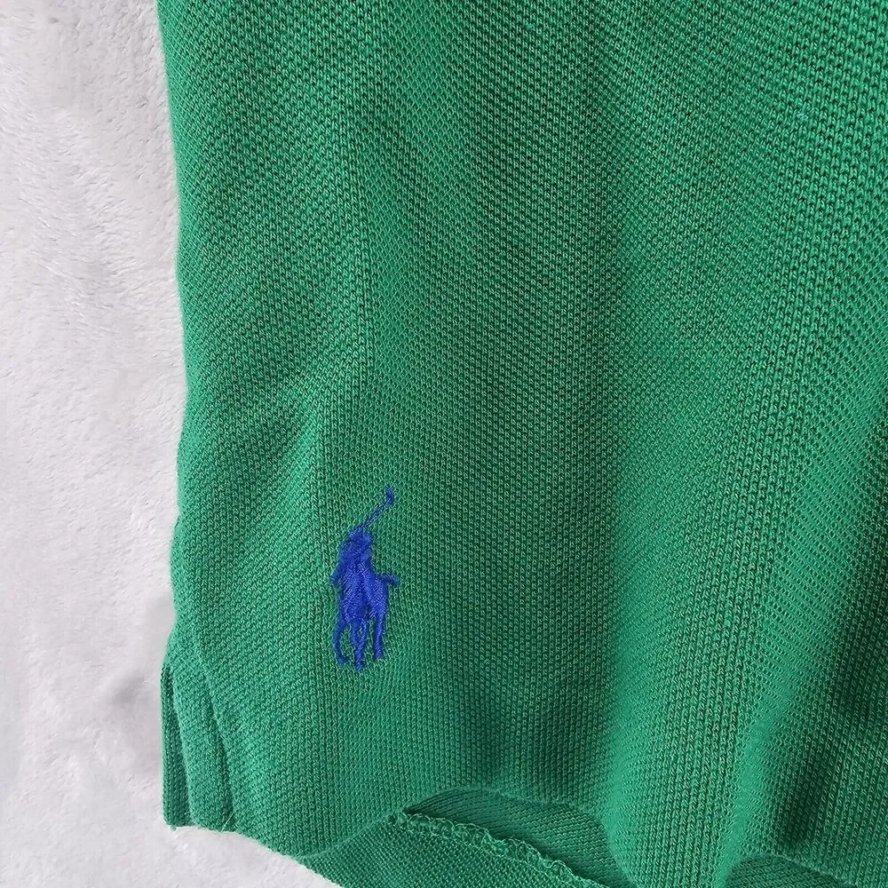 POLO RALPH LAUREN Men’s Green Classic Fit Mesh‎ Polo Shirt POLO Spell Out Medium